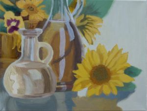Still Life with Oil Carafes / oil on canvas / 27 x 35 cm / 2016